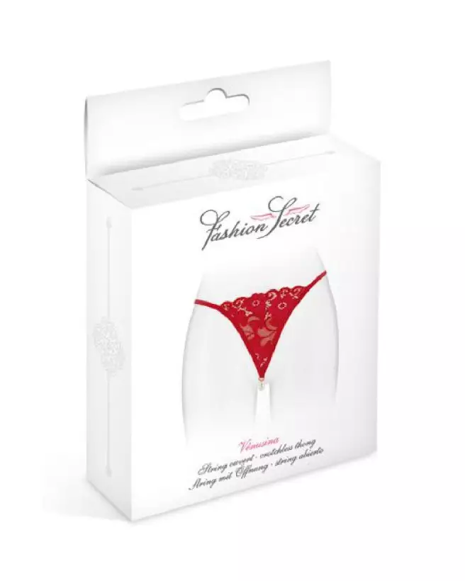Image du String Perle Venusina Rouge Fashion Secret - Lingerie féminine élégante et confortable-3