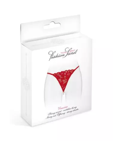 Image du String Perle Venusina Rouge Fashion Secret - Lingerie féminine élégante et confortable-3