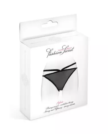 String Sylvie Noir Fashion Secret, lingerie ouverte élégante et sexy-3