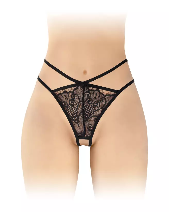 Image du String Ouvert Mylène Noir Fashion Secret - Lingerie Érotique Femme-1