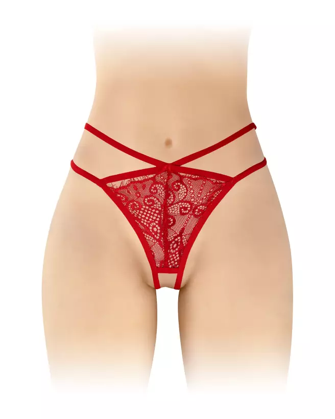 Image du String Ouvert Mylene Rouge de Fashion Secret, lingerie séduisante et confortable-1