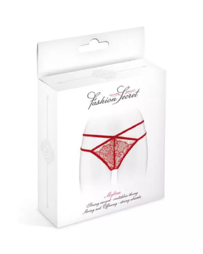 Image du String Ouvert Mylene Rouge de Fashion Secret, lingerie séduisante et confortable-2