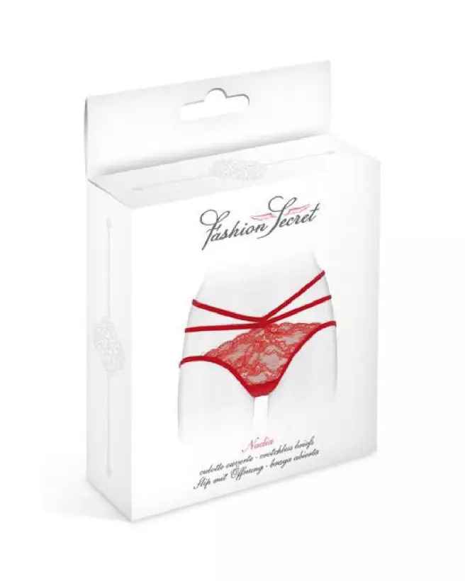 Culotte ouverte Nadia rouge Fashion Secret en taille unique, lingerie séduisante et audacieuse-3