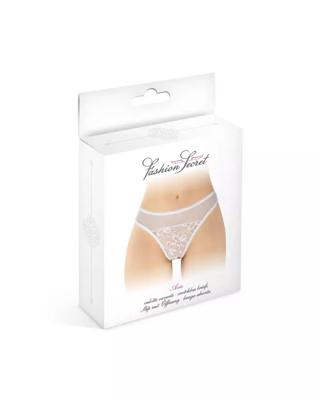 Culotte ouverte Ava blanche Fashion Secret lingerie sexy et élégante-2