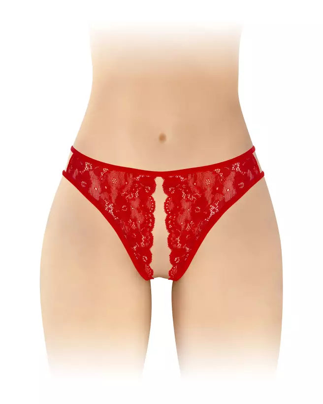 String Victoria Rouge Ouvert Fashion Secret élégant et séduisant-1