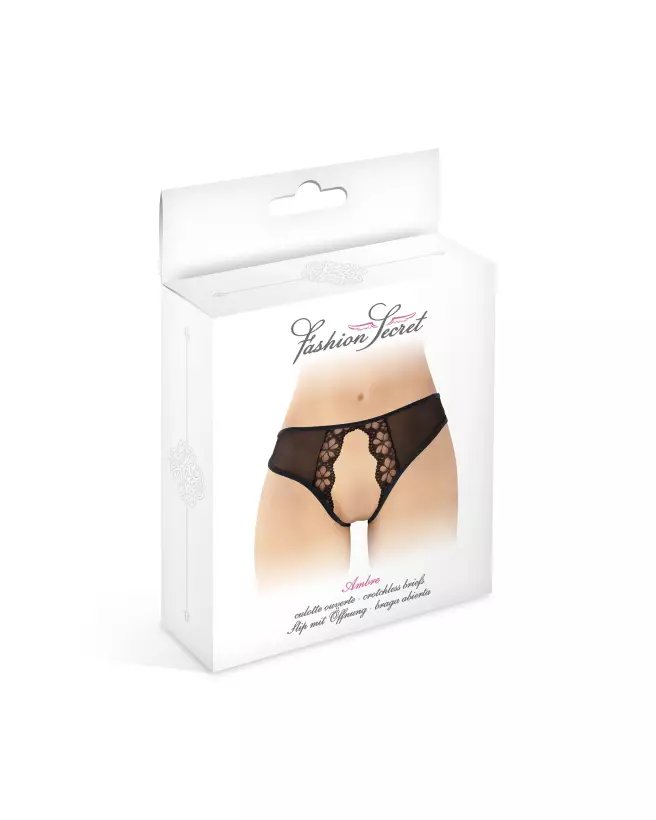 Culotte ouverte Ambre Noir Fashion Secret en taille unique-2