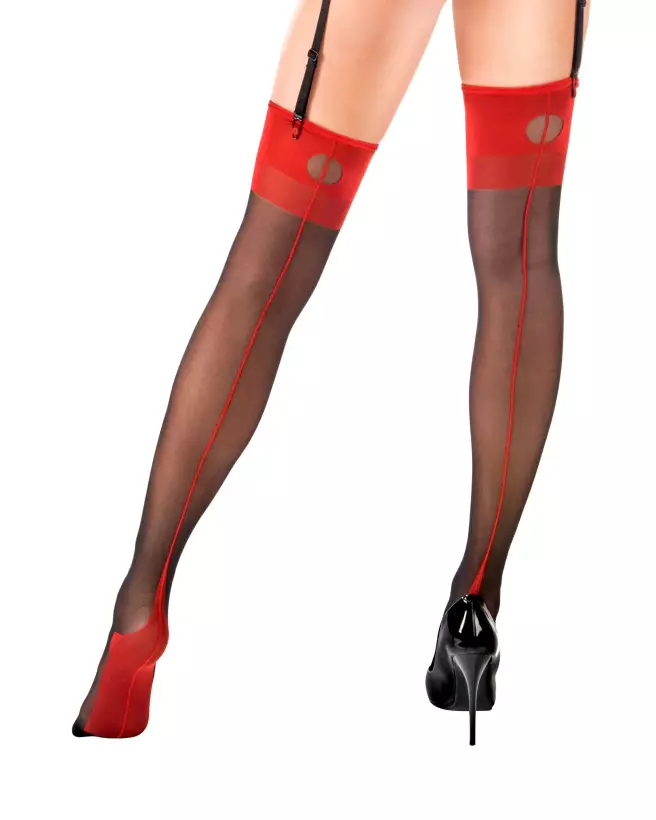 Image des Bas Carmen Noir/Rouge Taille 1 de Anne Dales - Élégance et Confort-1