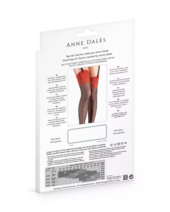 Image des Bas Carmen Noir/Rouge Taille 1 de Anne Dales - Élégance et Confort-4
