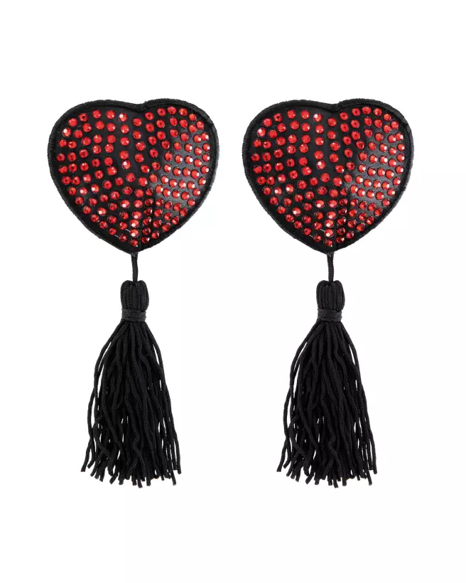 Cache-tétons coeur noir rouge Paris Hollywood, accessoire lingerie erotique-1