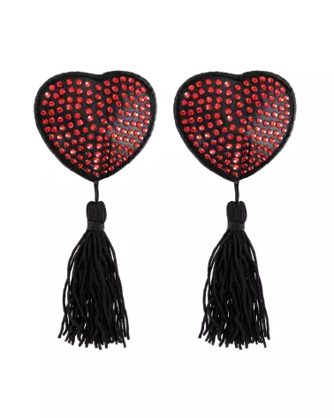Cache-tétons coeur noir rouge Paris Hollywood, accessoire lingerie erotique-1