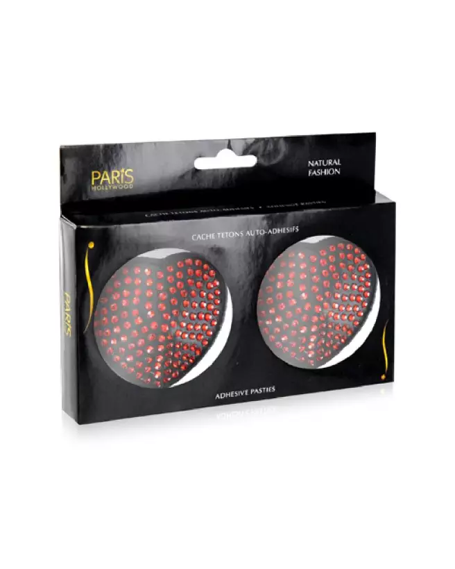 Cache-tétons coeur noir rouge Paris Hollywood, accessoire lingerie erotique-2