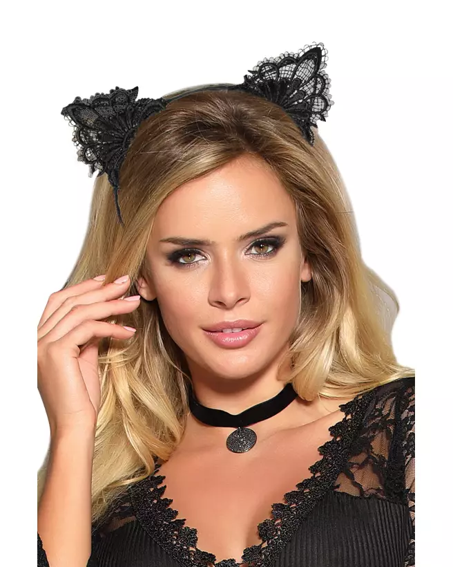 Serre-tête oreilles noires Paris Hollywood pour costume sexy-1