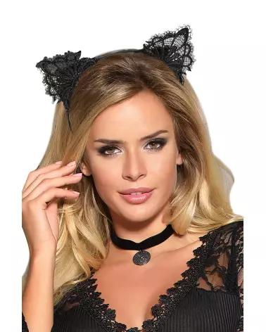 Serre-tête oreilles noires Paris Hollywood pour costume sexy-1