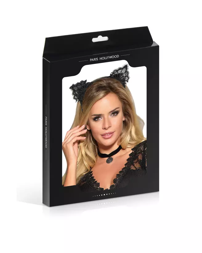 Serre-tête oreilles noires Paris Hollywood pour costume sexy-2