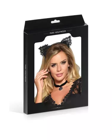 Serre-tête oreilles noires Paris Hollywood pour costume sexy-2
