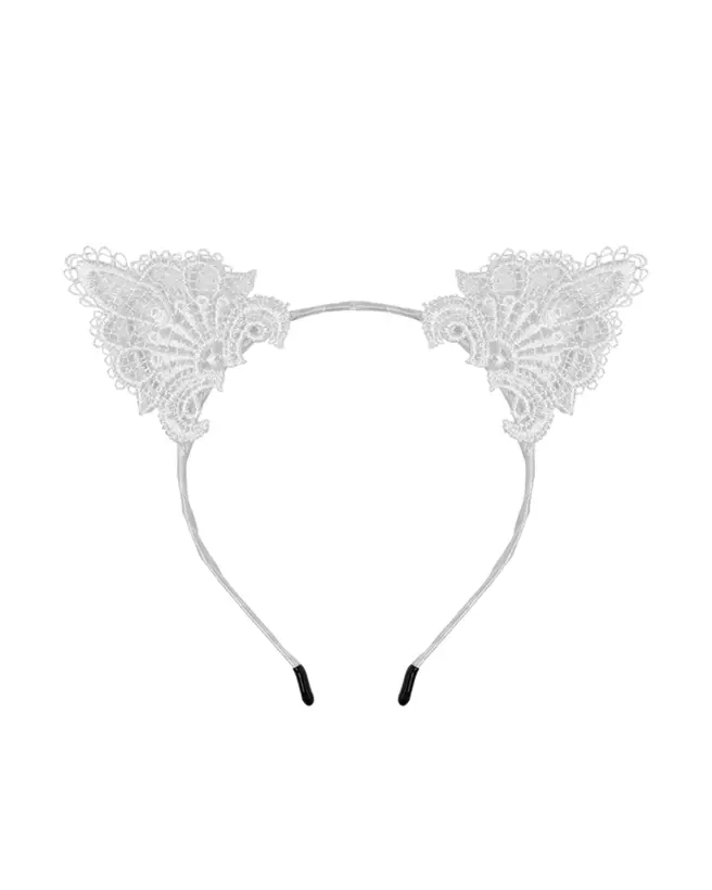 Serre-tête oreilles blanc Paris Hollywood pour costume sexy-3