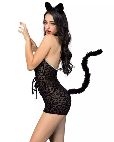 Tenue féline sexy 2 pièces noir Paris Hollywood costume coquin-2