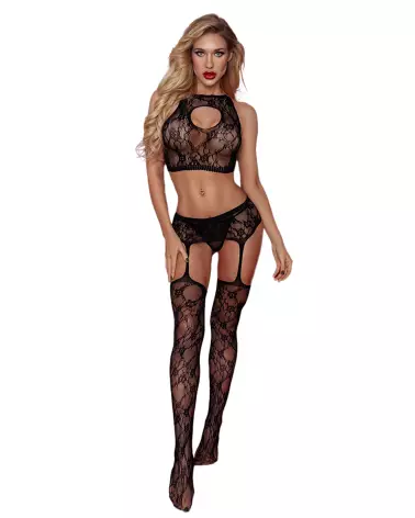 Ensemble TOP+COLLANT OUVERT Noir PARIS HOLLYWOOD Taille Unique-1