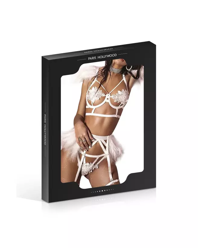Set 3 pièces plumes blanc Paris Hollywood taille 2XL/3XL-2