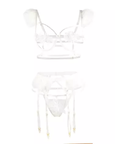 Set 3 pièces plumes blanc Paris Hollywood taille 2XL/3XL-3