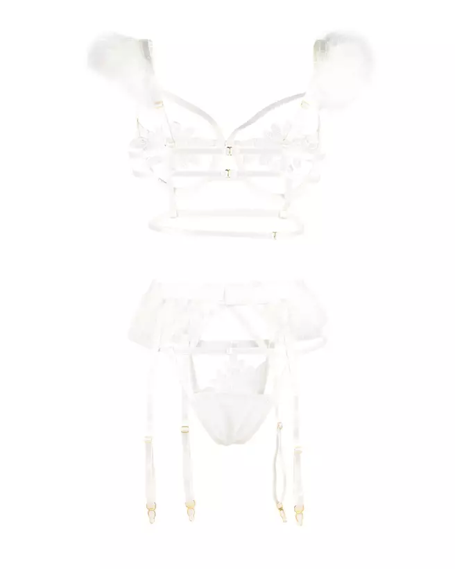 Set 3 pièces plumes blanc Paris Hollywood taille 2XL/3XL-4