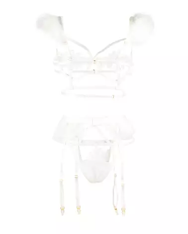 Set 3 pièces plumes blanc Paris Hollywood taille 2XL/3XL-4