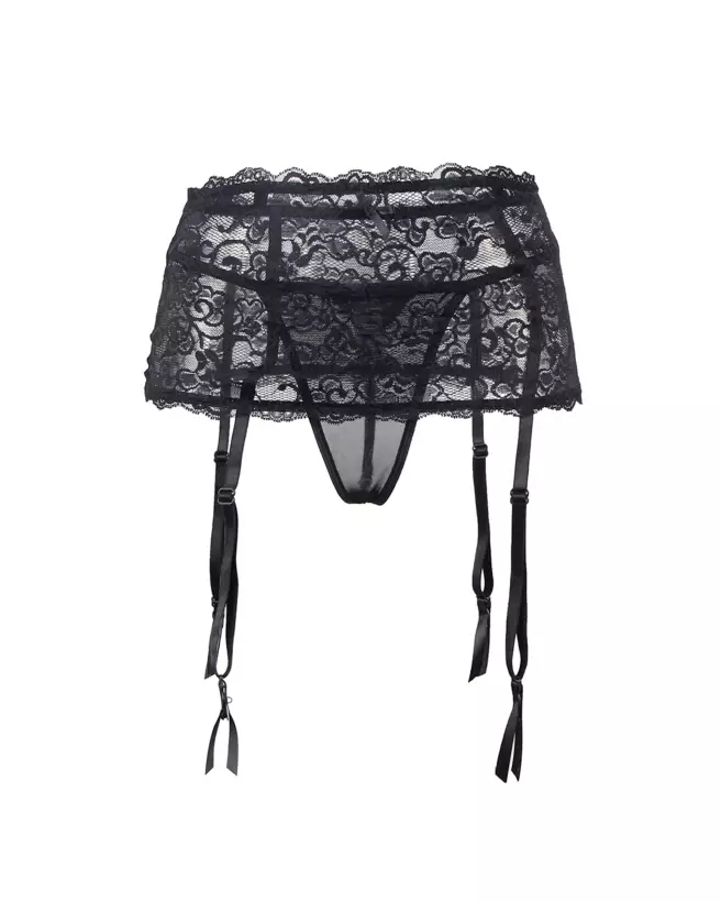 Porte-jarretelles noir en dentelle Paris Hollywood taille L/XL-5