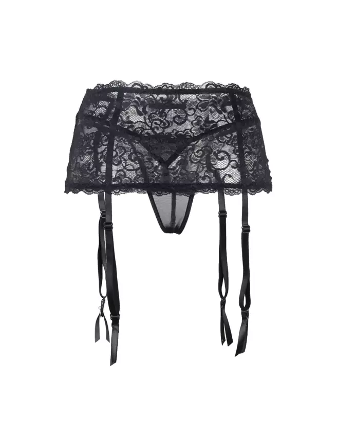 Porte-jarretelles noir en dentelle Paris Hollywood taille L/XL-6