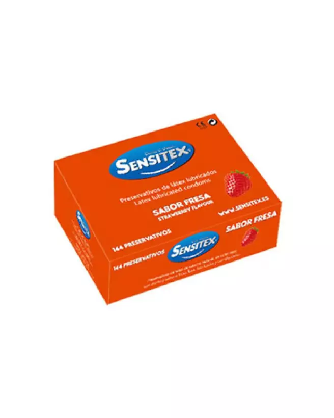 Photo de préservatifs SENSITEX FRAISE, pack de 144, pour moments intimes parfumés-2