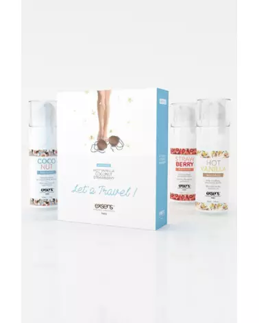 Coffret massage Exsens LET'S TRAVEL avec huiles parfumées vanille, fraise, noix de coco-1