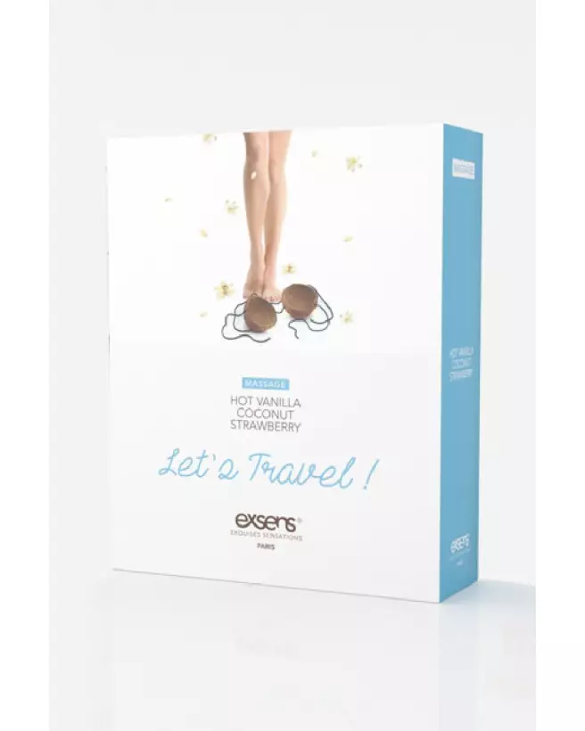 Coffret massage Exsens LET'S TRAVEL avec huiles parfumées vanille, fraise, noix de coco-2