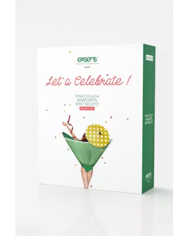 Coffret huiles de massage Exsens Let's Celebrate avec parfums Mint Mojito, Pina Colada, Margarita-2