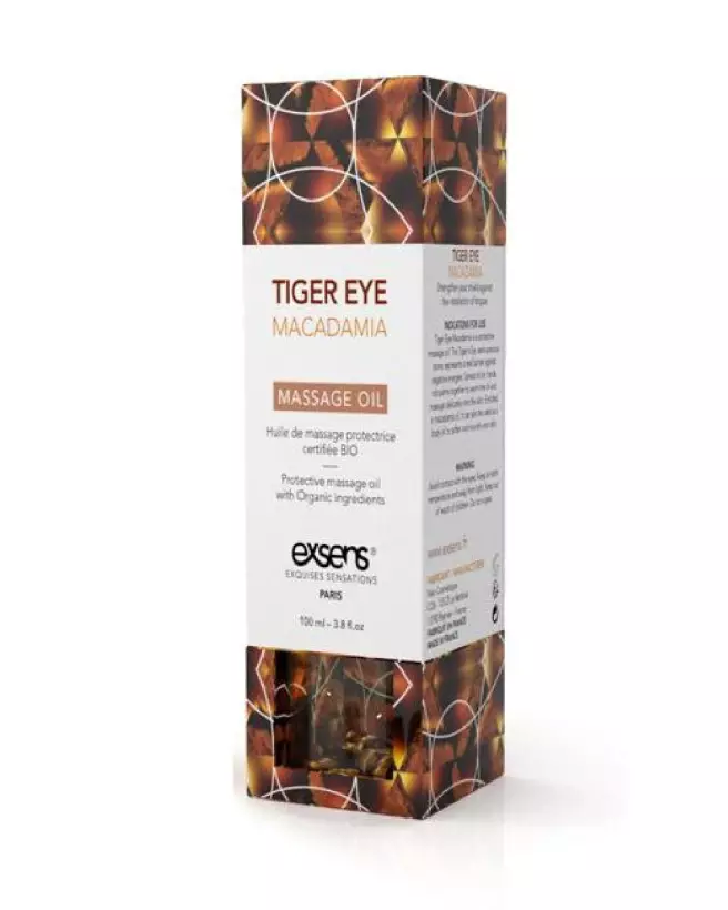 Huile de massage bio Exsens Macadamia avec œil de tigre pour protection et soin de la peau-2
