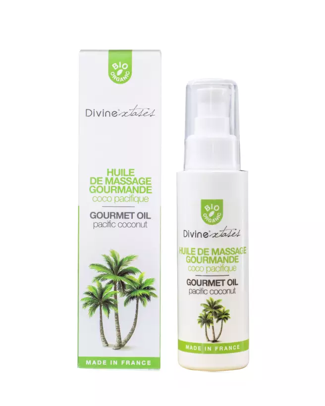 Huile Gourmande Coco Pacifique Divine XtasEs, soin bio et naturel pour hydratation corporelle-1