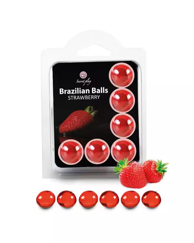 Image des 6 Brazilian Balls Flavor Strawbe de Secret Play - Boules Brésiliennes Aromatisées à la Fraise-1
