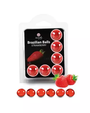 Image des 6 Brazilian Balls Flavor Strawbe de Secret Play - Boules Brésiliennes Aromatisées à la Fraise-1