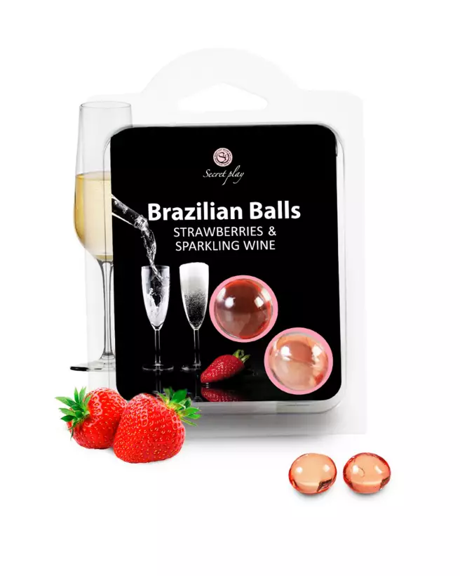 Set 2 Brazilian Balls Straw-Cham de SECRET PLAY avec arômes fraise et champagne-1