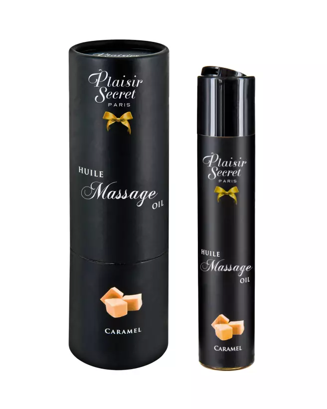 Huile de Massage Comestible Caramel Plaisir Secret 59ml pour Sensualité-1