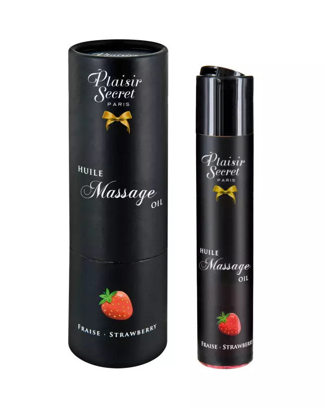 Huile de Massage Fraise Comestible Plaisir Secret 59ml pour Moments Sensuels-1