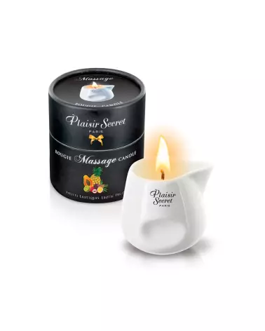 Bougie de massage Plaisir Secret aux fruits exotiques 80ml pour relaxation et soin de la peau-1