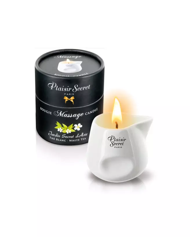 Bougie de massage thé blanc Plaisir Secret 80ml pour relaxation et soin du corps-1