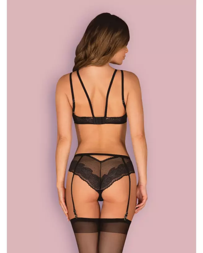 Ensemble Allastia 2 pièces noir Obsessive - Lingerie élégante-6