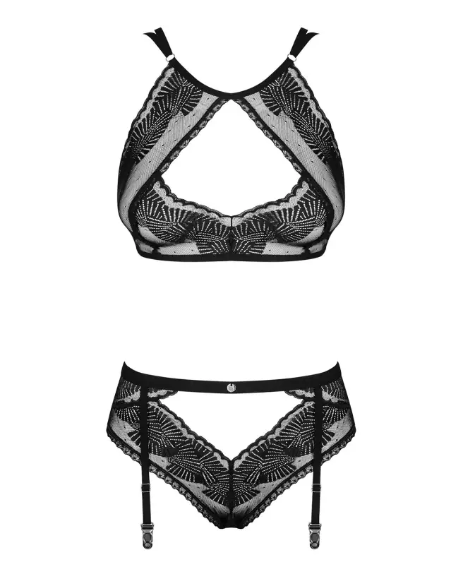 Ensemble Allastia 2 pièces noir Obsessive - Lingerie élégante-7