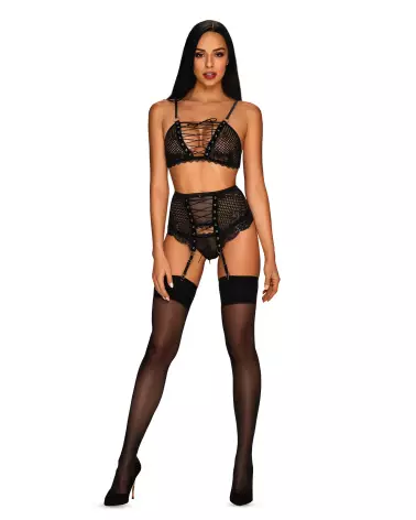 Ensemble Basitta 3 pièces noir par Obsessive - Lingerie de luxe-3