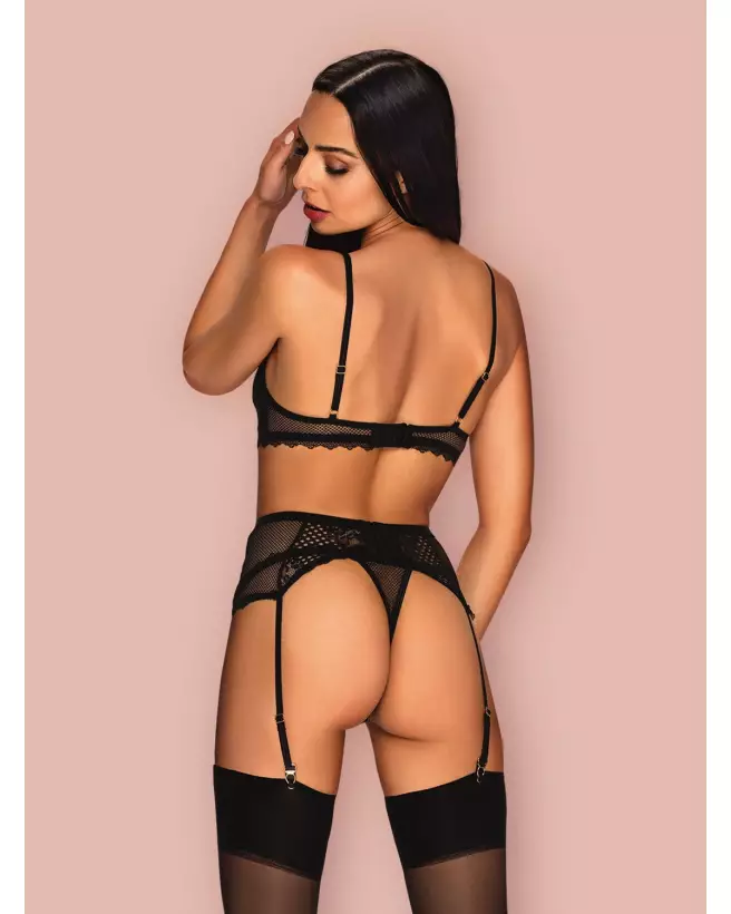 Ensemble Basitta 3 pièces noir par Obsessive - Lingerie de luxe-6