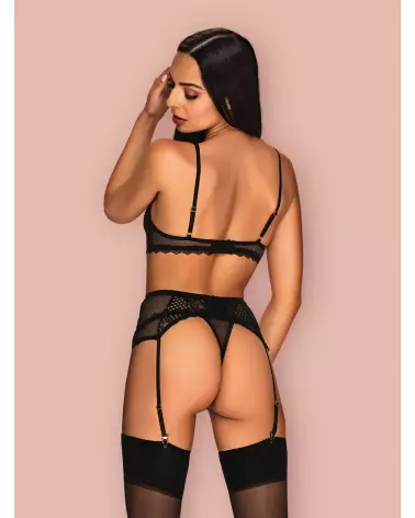 Ensemble Basitta 3 pièces noir par Obsessive - Lingerie de luxe-6
