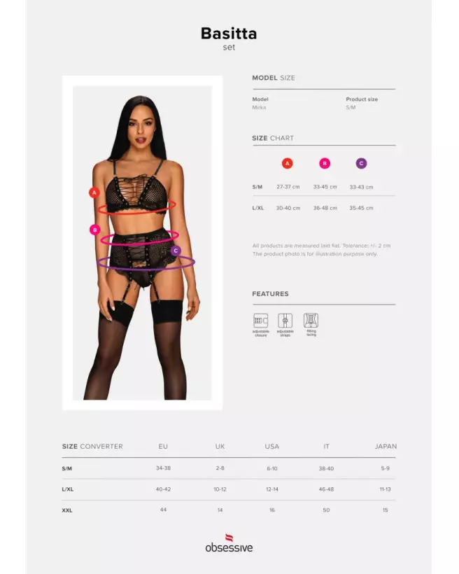 Ensemble Basitta 3 pièces noir par Obsessive - Lingerie de luxe-9