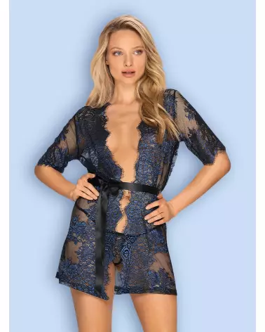 Peignoir bleu Yassmyne de Obsessive, élégance et confort-3