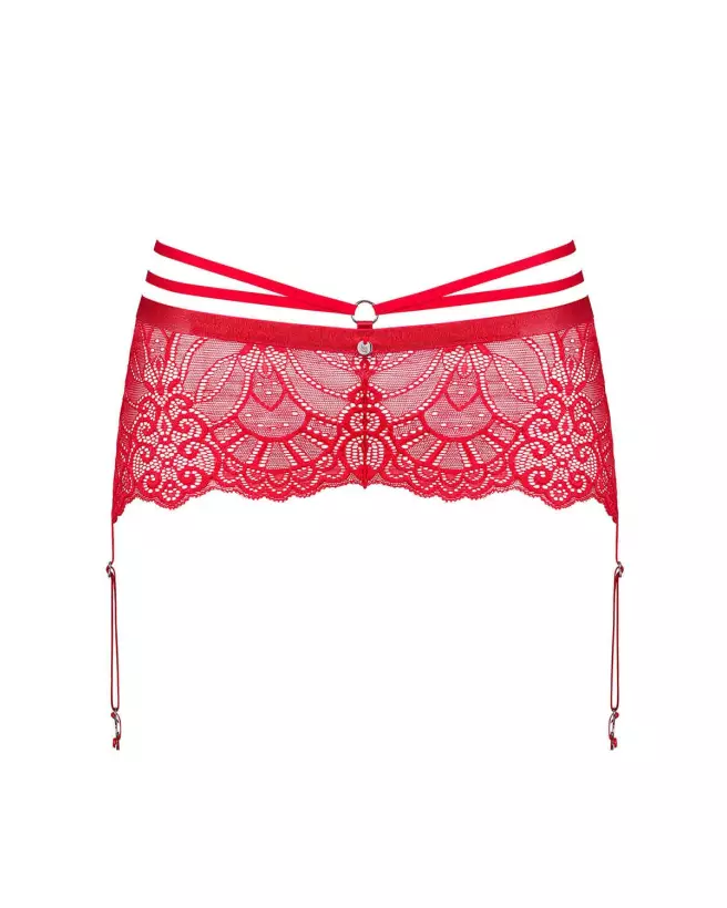 Porte-jarretelles Loventy rouge Obsessive en dentelle élégante-21