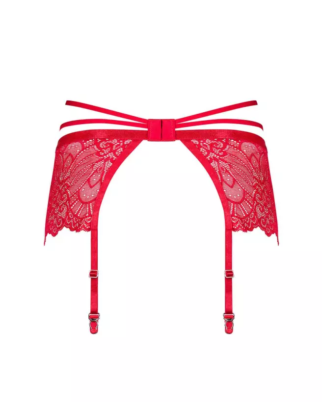 Porte-jarretelles Loventy rouge Obsessive en dentelle élégante-22